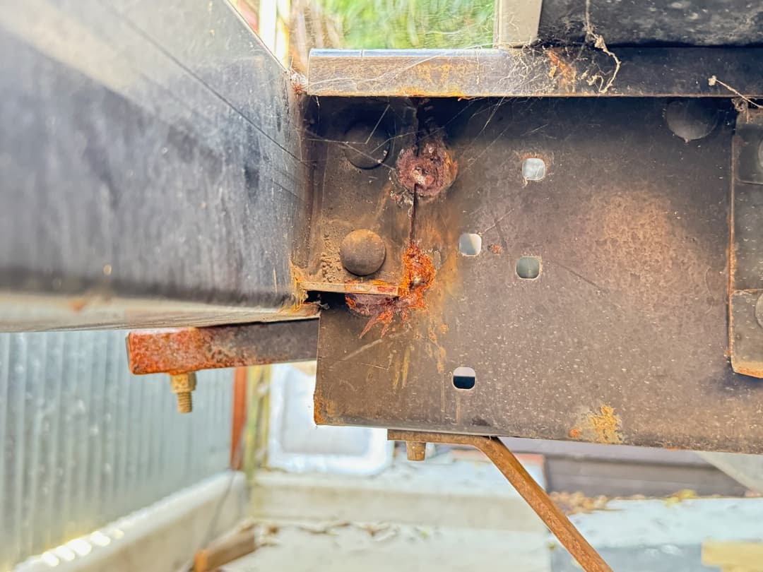 Rusted metal before welding repair